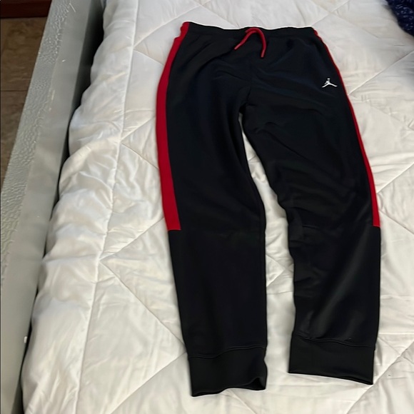Jordan Black and Red Sweatpants with Athletic Stripe - Picture 1 of 3
